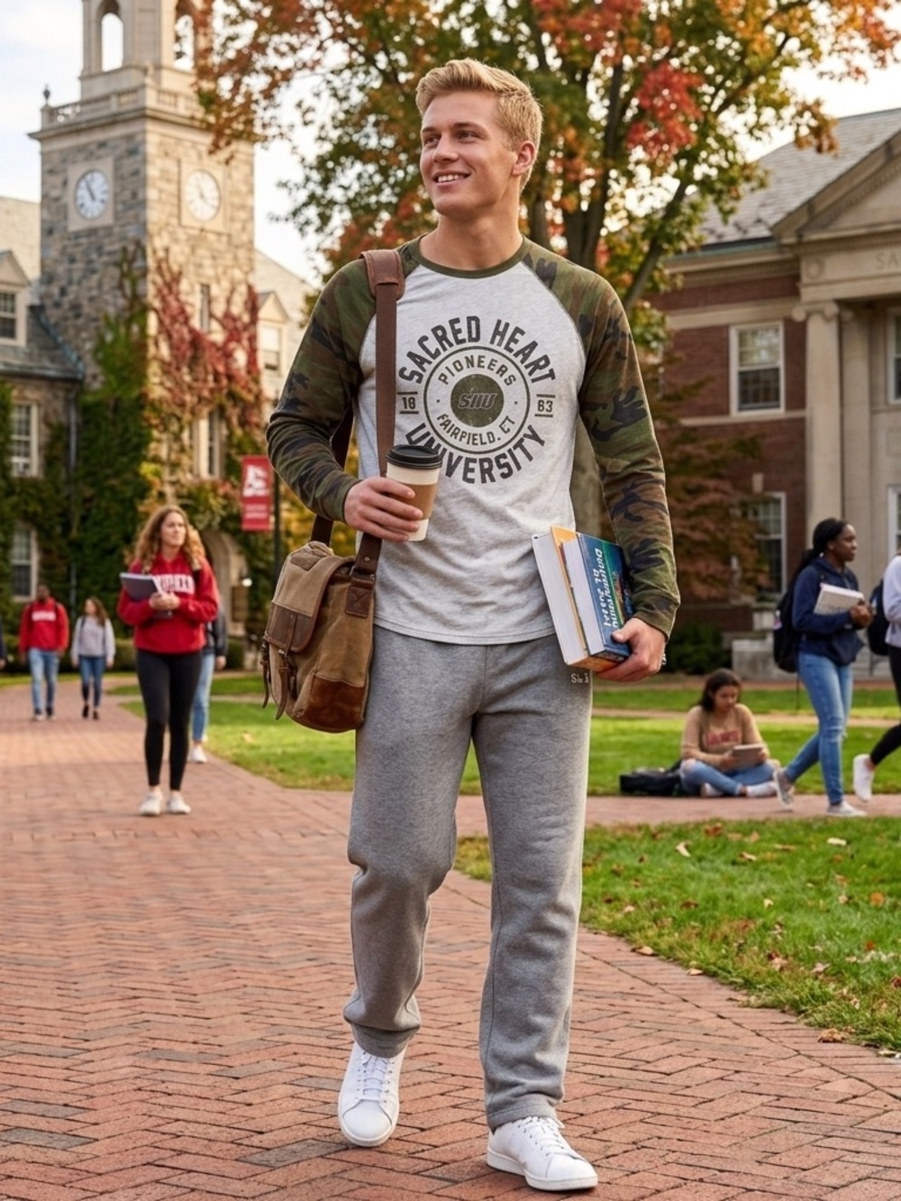 Sacred Heart University Camo Raglan Long Sleeve NNT